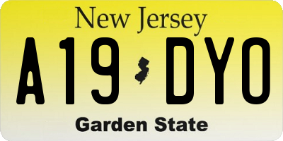 NJ license plate A19DYO