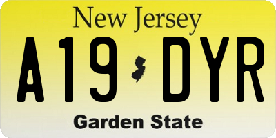NJ license plate A19DYR