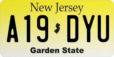 NJ license plate A19DYU
