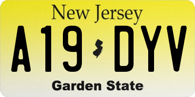 NJ license plate A19DYV
