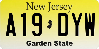 NJ license plate A19DYW
