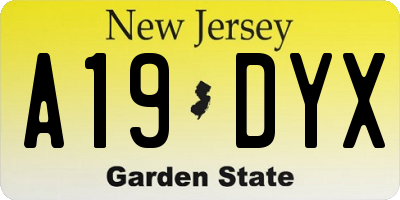 NJ license plate A19DYX