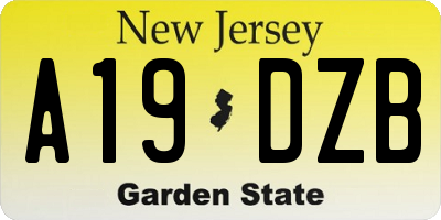 NJ license plate A19DZB