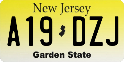 NJ license plate A19DZJ