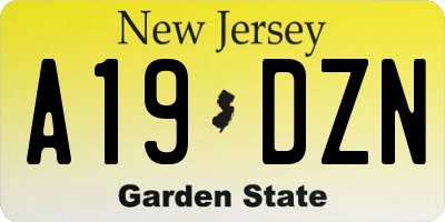 NJ license plate A19DZN