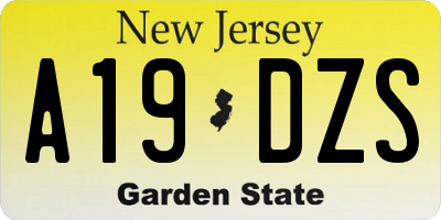 NJ license plate A19DZS