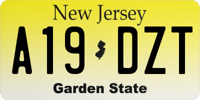 NJ license plate A19DZT