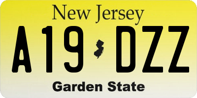 NJ license plate A19DZZ