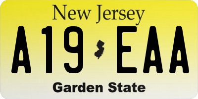 NJ license plate A19EAA