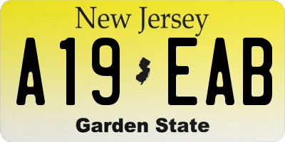 NJ license plate A19EAB
