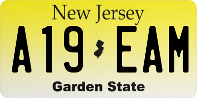 NJ license plate A19EAM