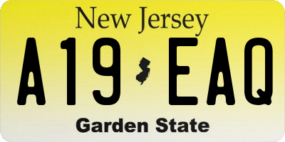 NJ license plate A19EAQ