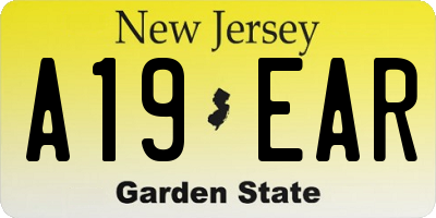 NJ license plate A19EAR
