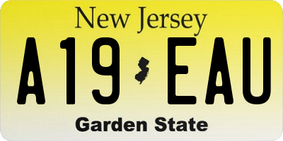 NJ license plate A19EAU