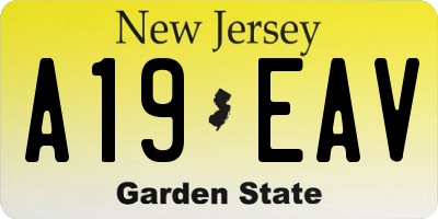 NJ license plate A19EAV