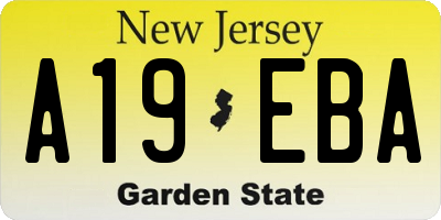NJ license plate A19EBA