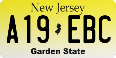 NJ license plate A19EBC