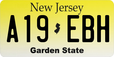 NJ license plate A19EBH