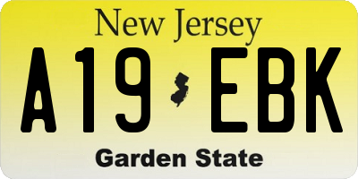 NJ license plate A19EBK