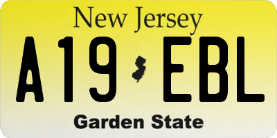 NJ license plate A19EBL