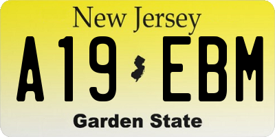 NJ license plate A19EBM