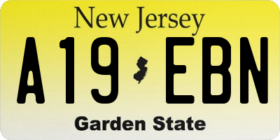 NJ license plate A19EBN