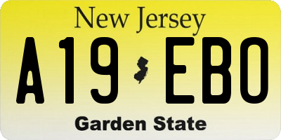 NJ license plate A19EBO
