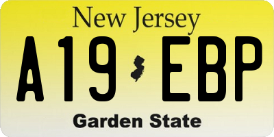 NJ license plate A19EBP