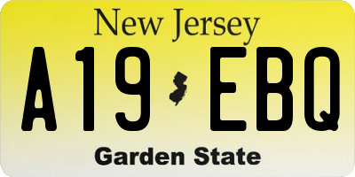 NJ license plate A19EBQ