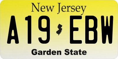 NJ license plate A19EBW
