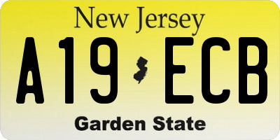 NJ license plate A19ECB