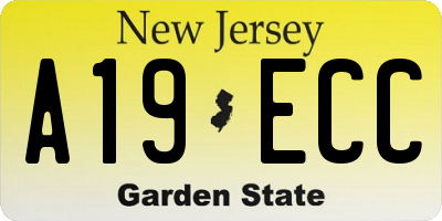 NJ license plate A19ECC