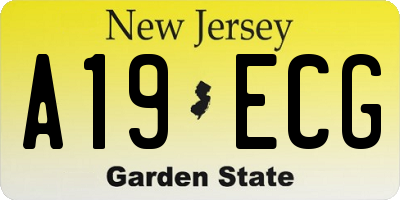 NJ license plate A19ECG