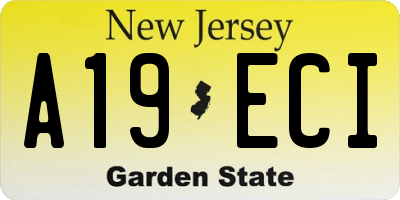 NJ license plate A19ECI