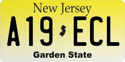 NJ license plate A19ECL