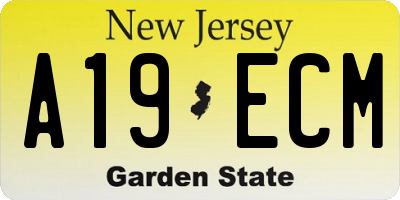 NJ license plate A19ECM