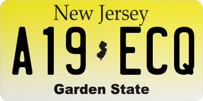 NJ license plate A19ECQ