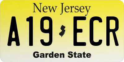 NJ license plate A19ECR