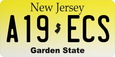 NJ license plate A19ECS