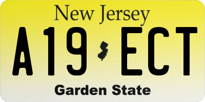 NJ license plate A19ECT
