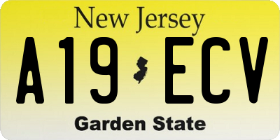 NJ license plate A19ECV
