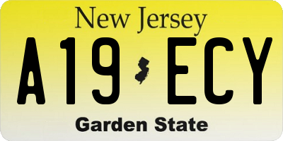 NJ license plate A19ECY