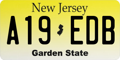 NJ license plate A19EDB