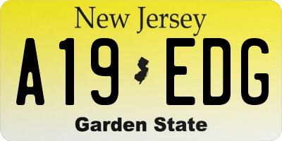 NJ license plate A19EDG