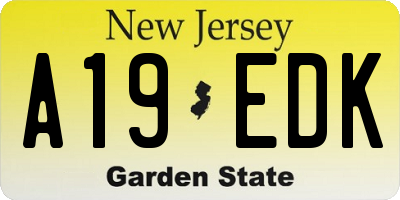 NJ license plate A19EDK