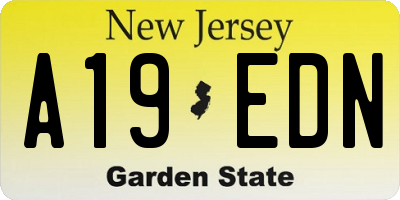 NJ license plate A19EDN