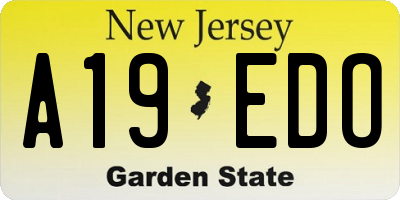 NJ license plate A19EDO