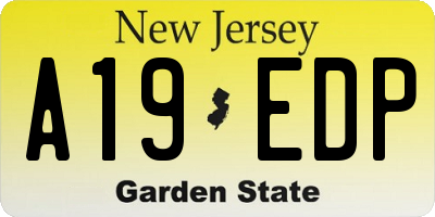 NJ license plate A19EDP
