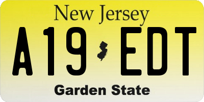 NJ license plate A19EDT