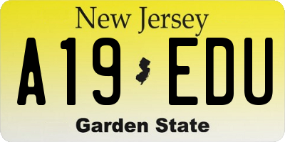 NJ license plate A19EDU